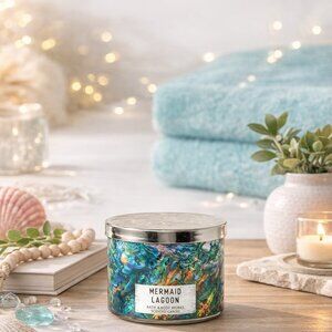 Limited Release Bath & Body Works Mermaid Lagoon Candle 3 Wick | Iridescent Jar